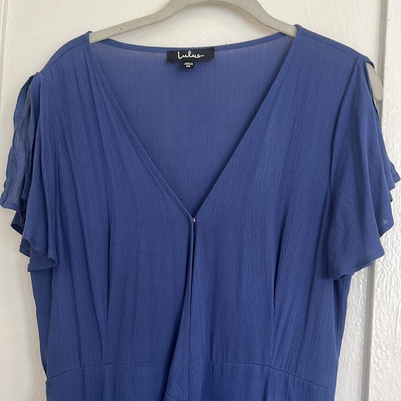 Lulu's Heart of Marigold Wrap Dress Size Medium Blue Maxi Rayon Split Sleeve - Picture 2 of 4